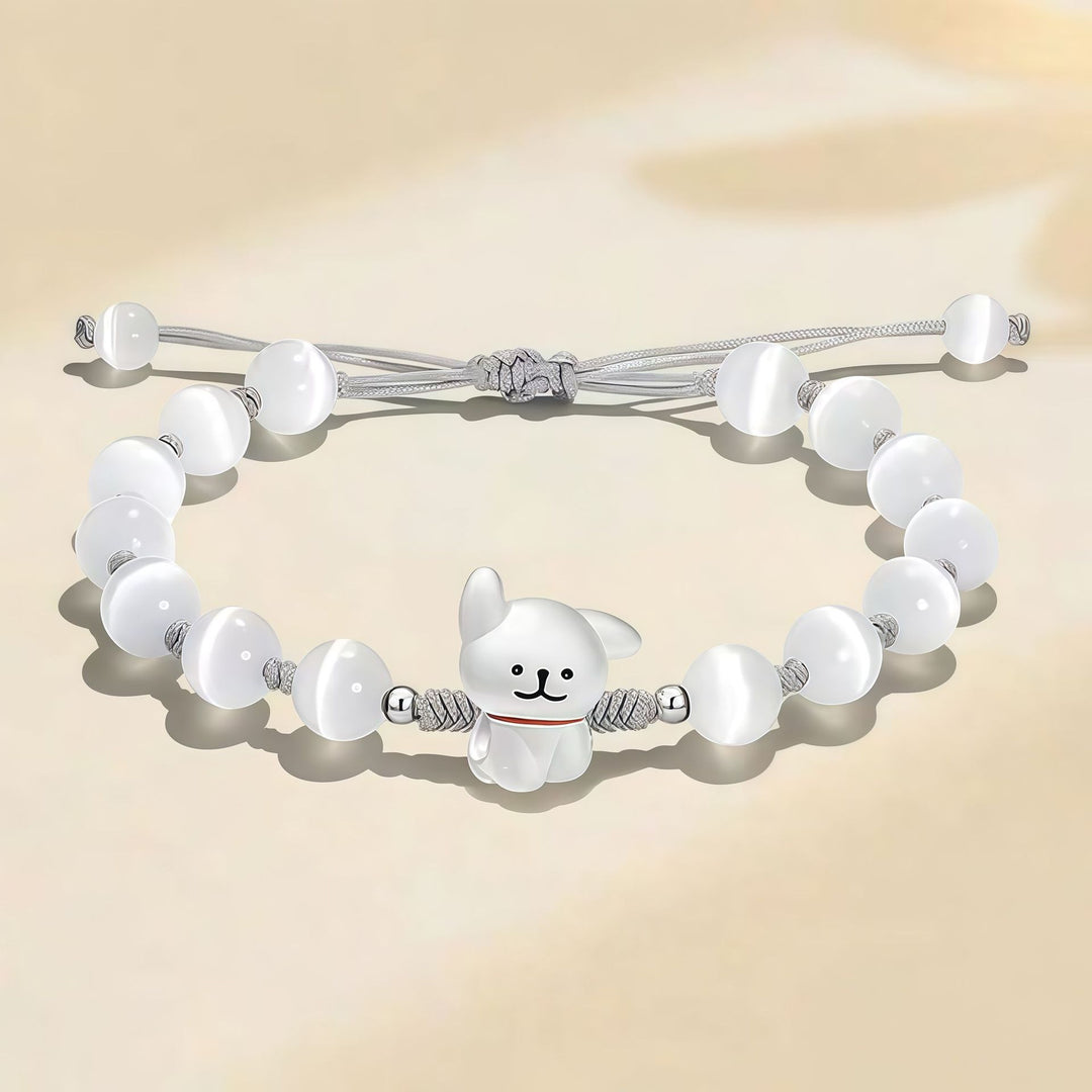 Playful Dog Charm Beaded Bracelet Bowlift