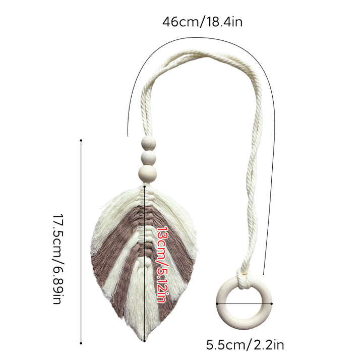 Decorative Layered Tassel Curtain Tieback with Wooden Beads and Loop Ring Bowlift