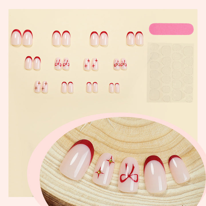 Acrylic nail set with elegant arch design and glitter effects Bowlift