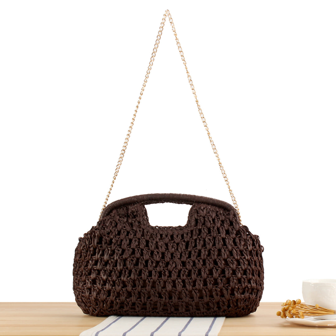 Braided handbag with elegant chain strap Bowlift