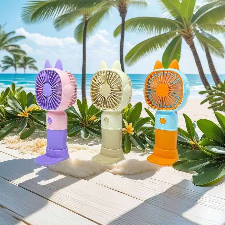 Women Portable Hand Fan with Cat Ears and USB Connection Bowlift