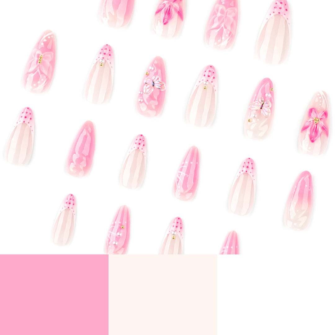 Artful Nail Extensions with Floral Accents Bowlift