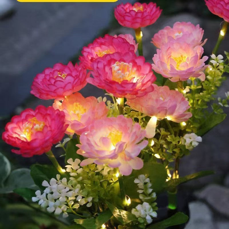 Solar Garden Stake Artificial Flower LED Pathway Decor Bowlift