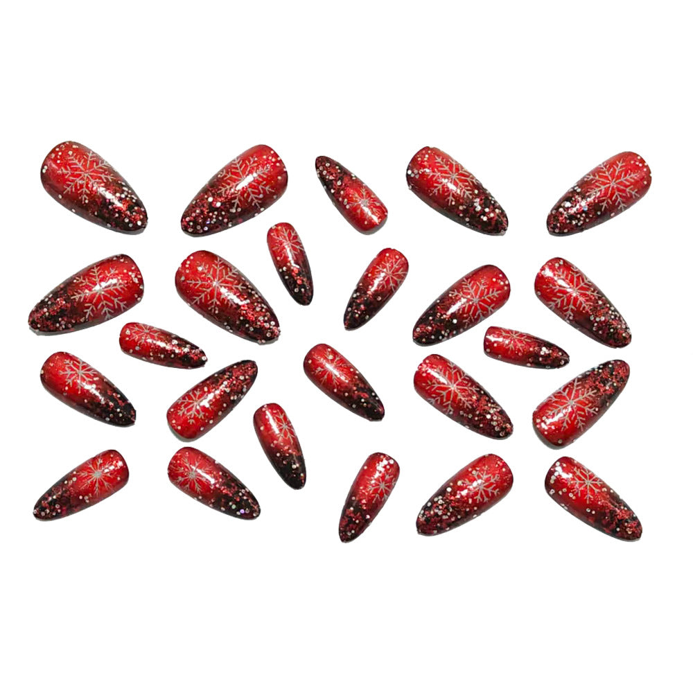 Glittering artificial nails with winter design Bowlift