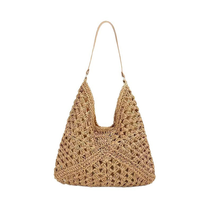 Large macrame bag with leather accents Bowlift