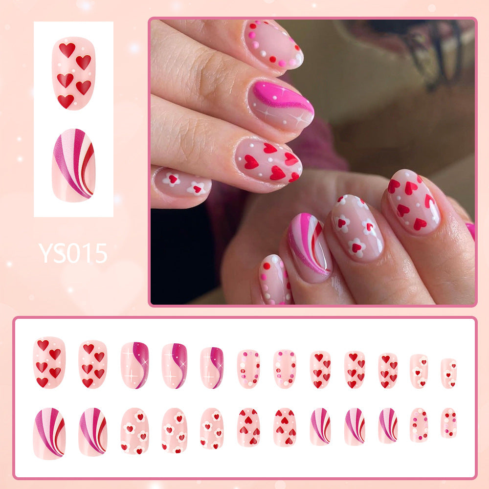 Romantic Heart-Themed Press-On Nail Art Bowlift