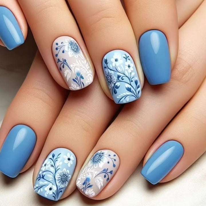 Botanical Floral Press-On Nail Art Bowlift