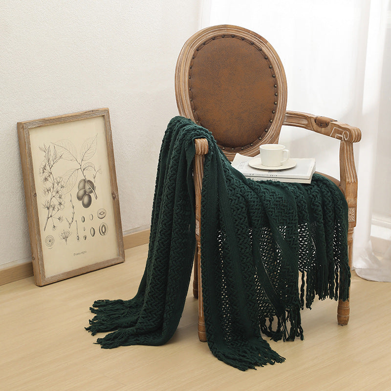 Women's Knit Blanket with Elegant Fringes Bowlift
