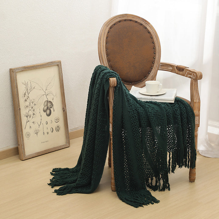 Women's Knit Blanket with Elegant Fringes Bowlift