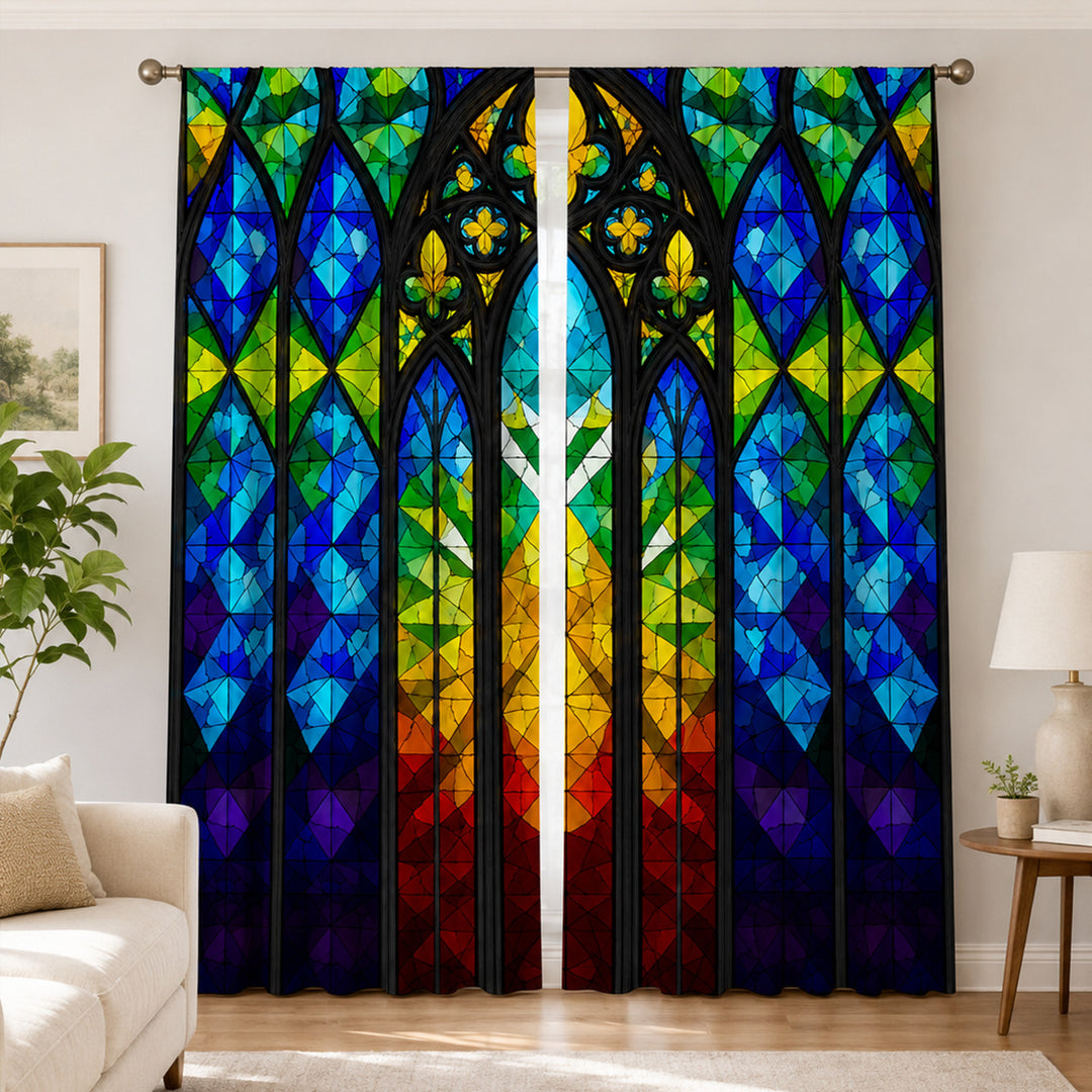 Stained Glass Inspired Decorative Window Curtains
