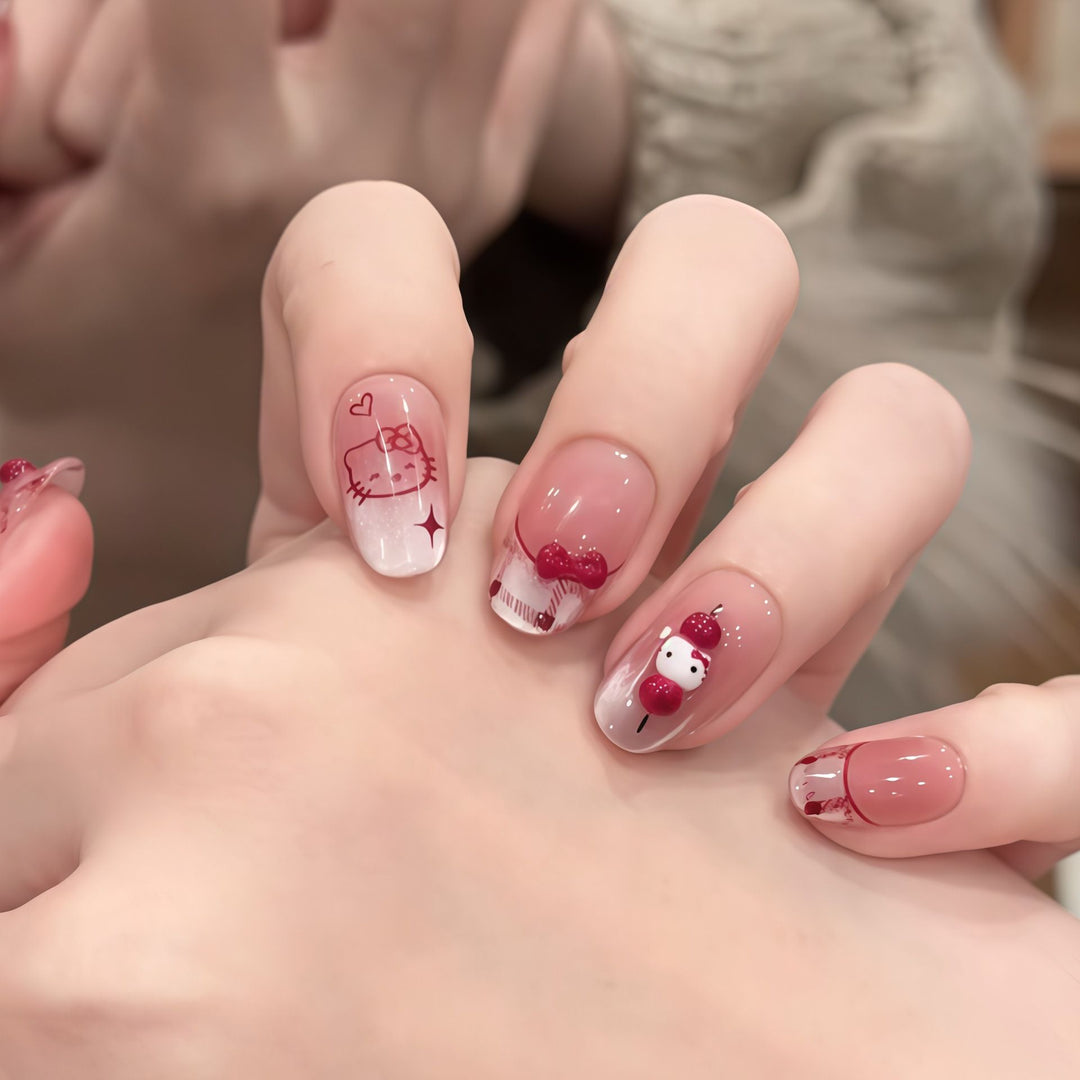 Whimsical Character Press-On Nail Art Bowlift