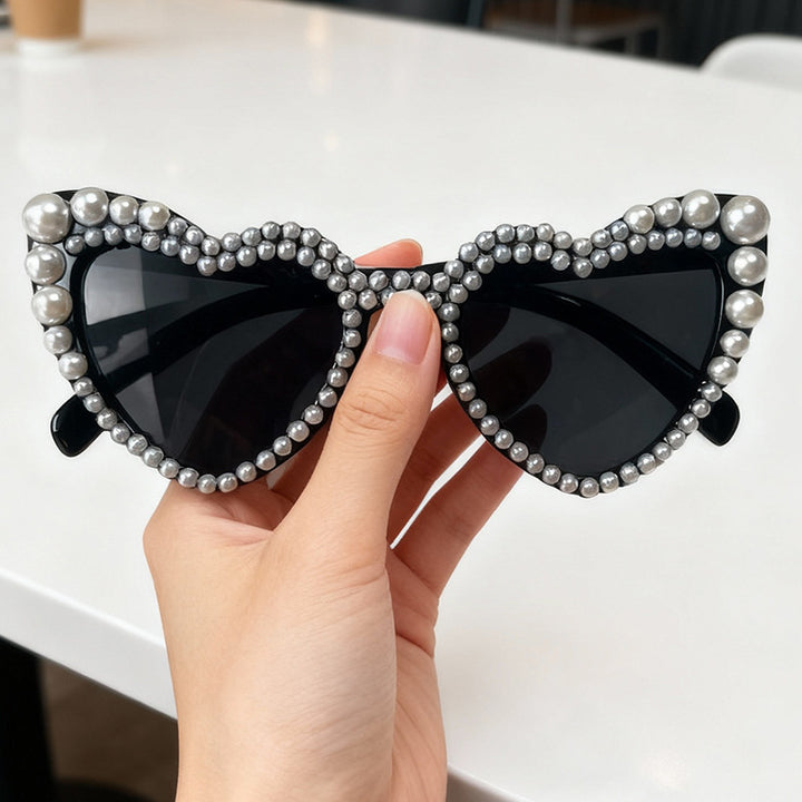 Heart-Shaped Pearl-Detail Sunglasses Bowlift