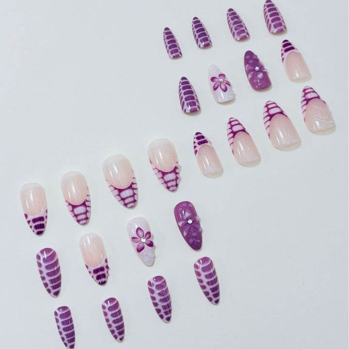 Premium Floral Press-On Nails Bowlift