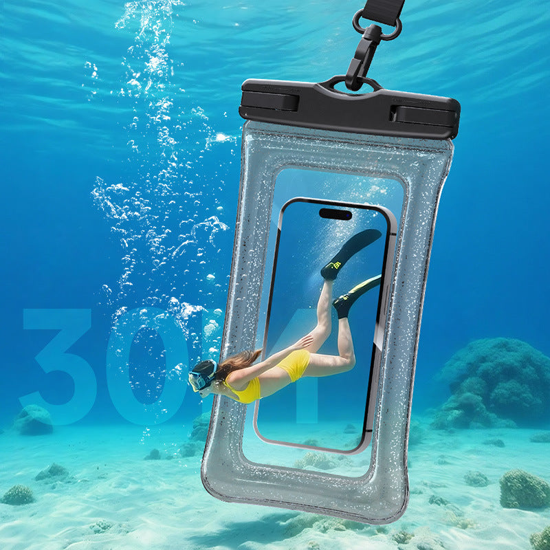 Waterproof transparent touch-sensitive phone pouch with adjustable lanyard secure locking Bowlift