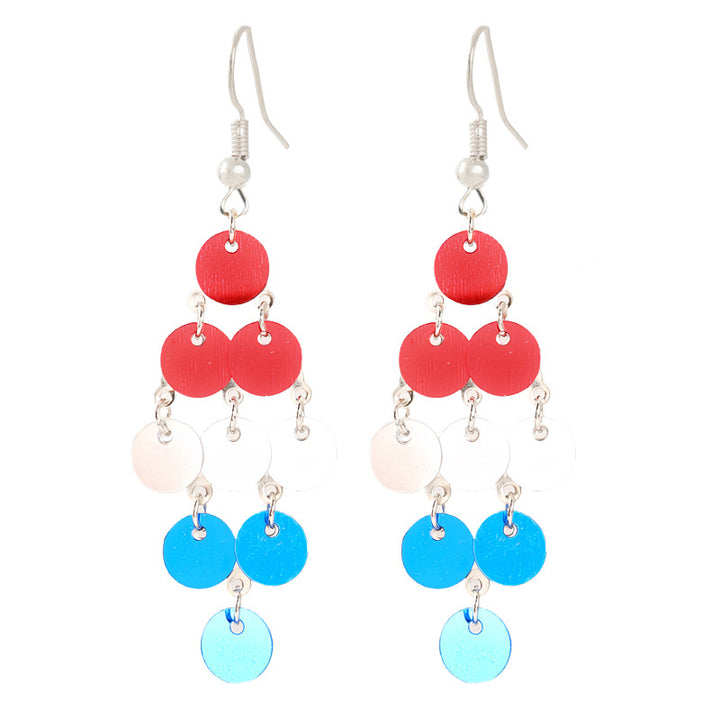 Women's nan patriotic horseshoe enamel dangle earrings with star-accented design and fishhook findings Bowlift