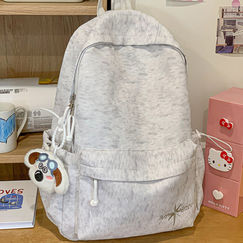 Casual Fabric Zip-Up School Backpack