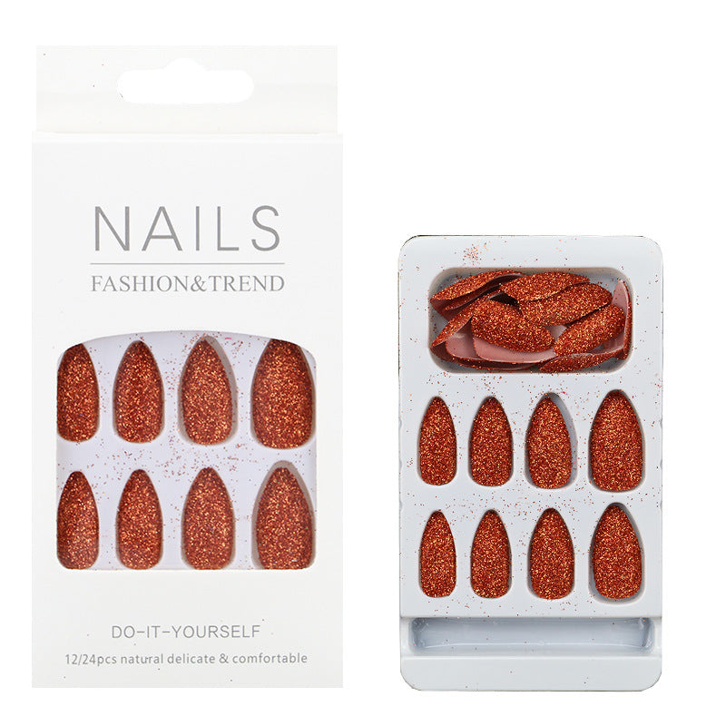 Glittering Almond-Shaped Press-On Nail Tips Bowlift