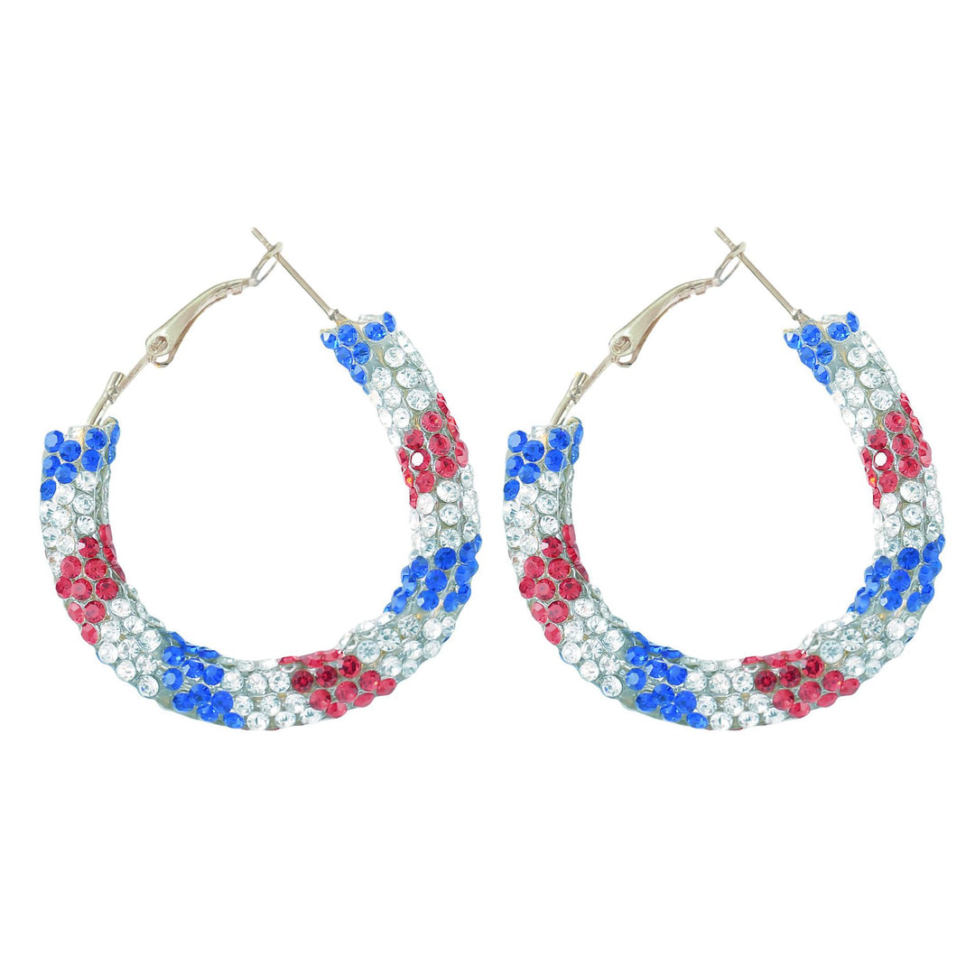 Women's nan patriotic horseshoe enamel dangle earrings with star-accented design and fishhook findings Bowlift