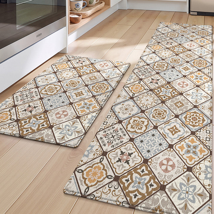Floral Patterned Kitchen Mat Set Bowlift