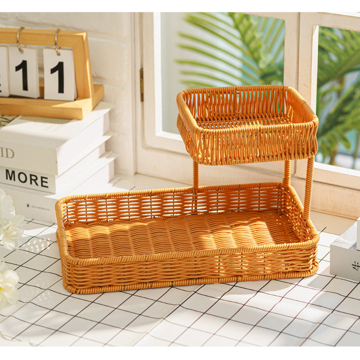 Multi-Tiered Wicker Organization Tray Bowlift
