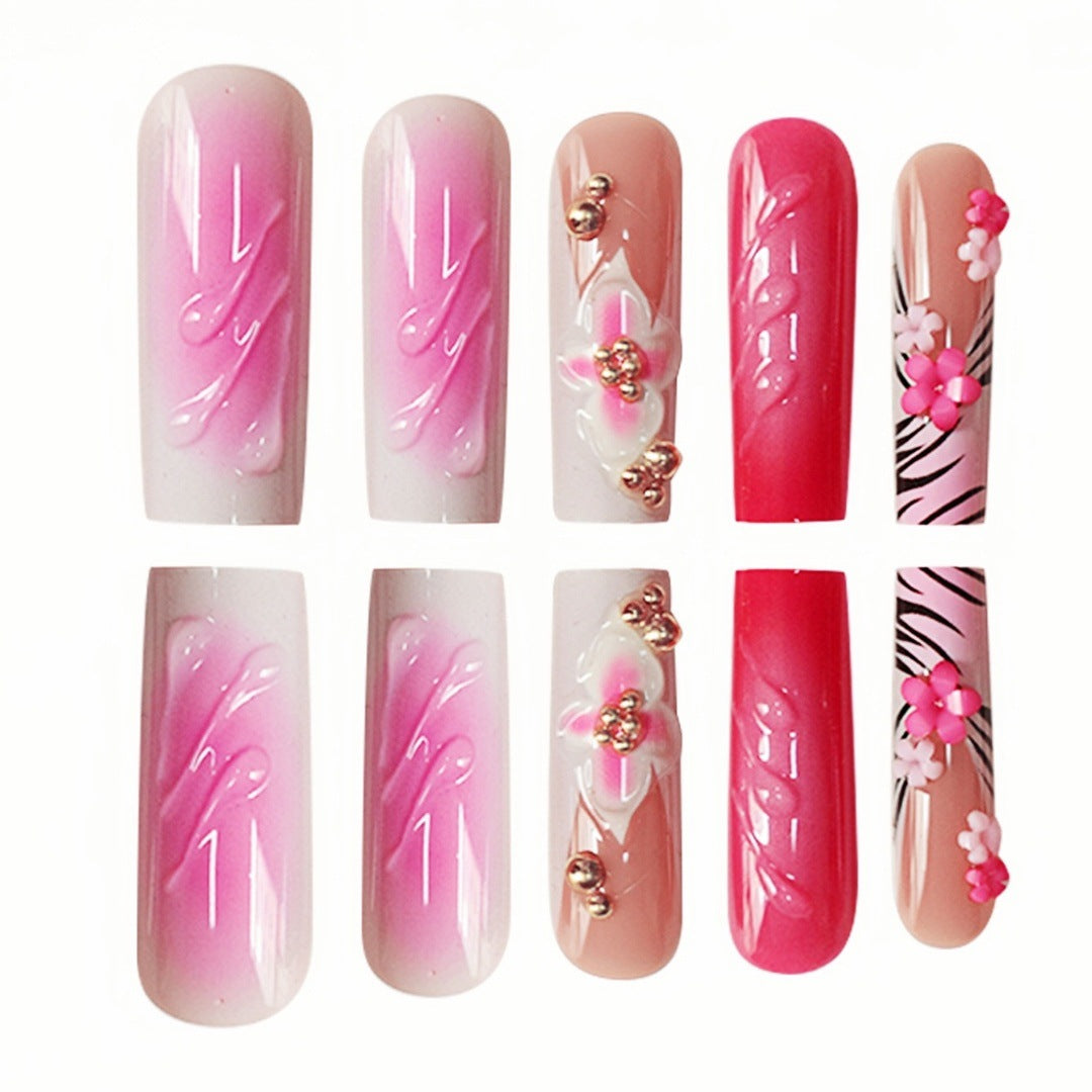 Floral Acrylic Press-On Nail Art Extensions Bowlift