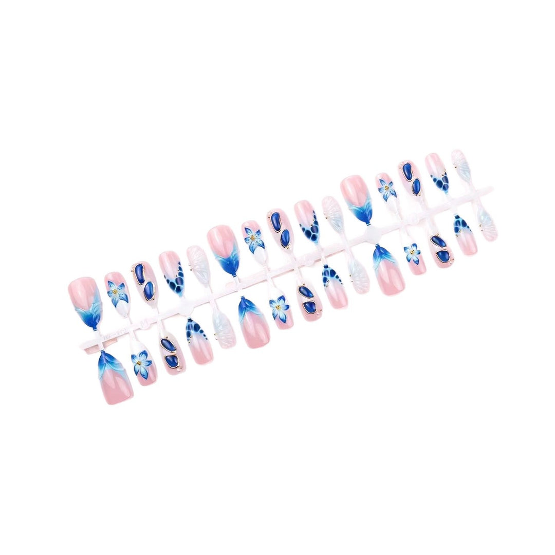 Artistic Press-On Nail Tips Set with Floral and Geometric Patterns Bowlift