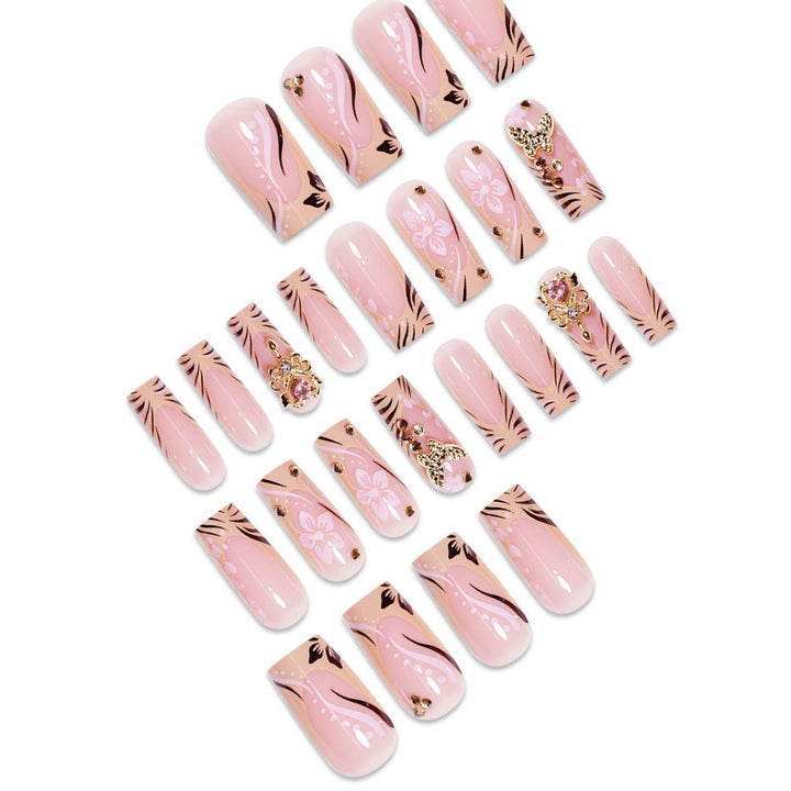 Artistic Floral Embellished Press-On Nails Bowlift
