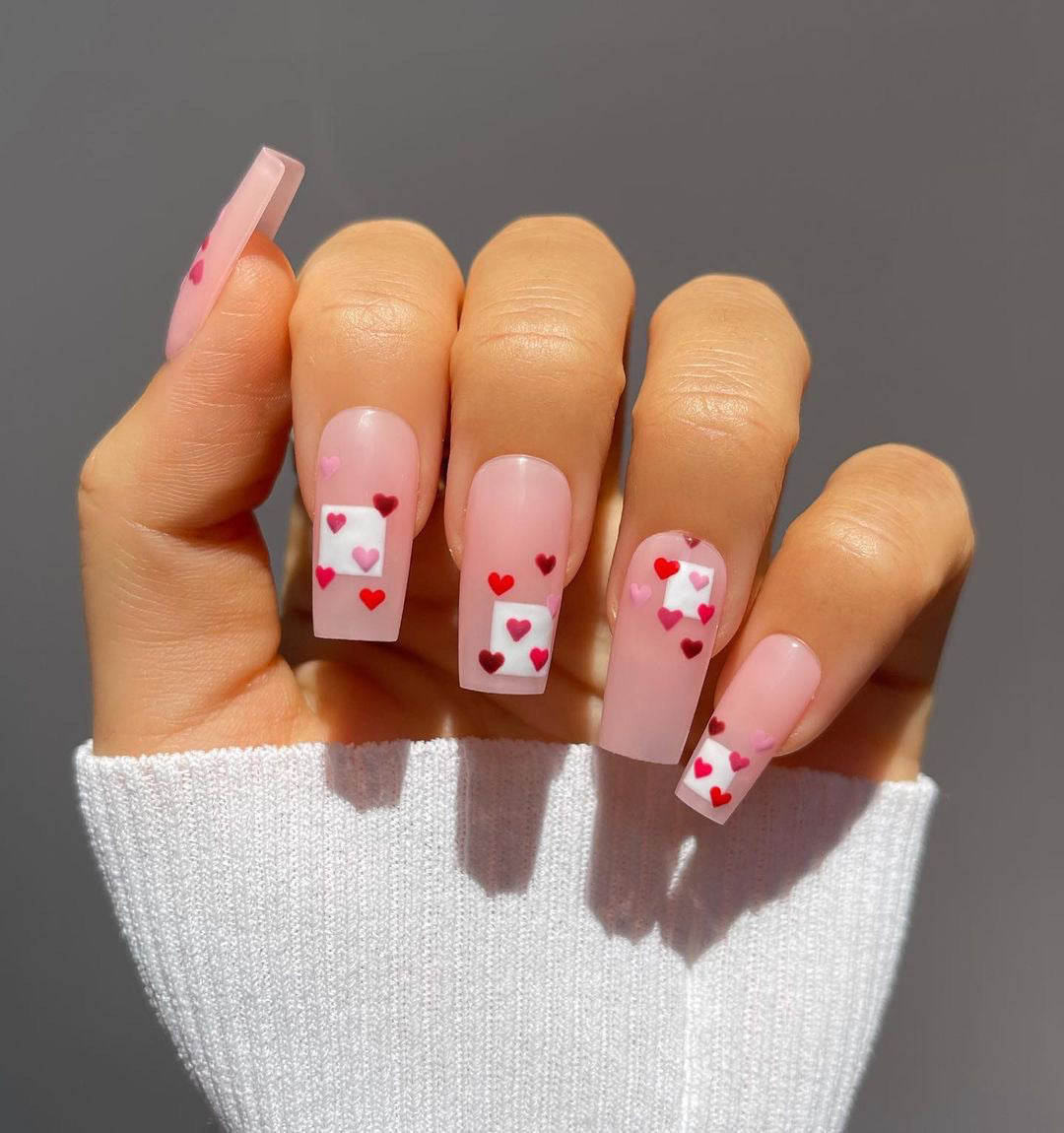 Artistic Nail Extensions with Heart Design Bowlift