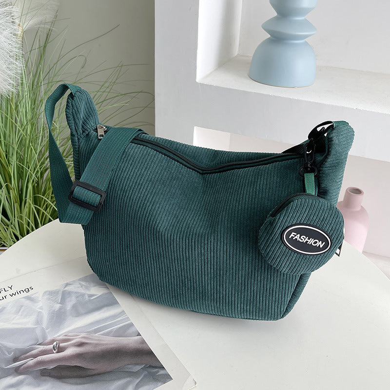 Casual Corduroy Crossbody Bag Bowlift