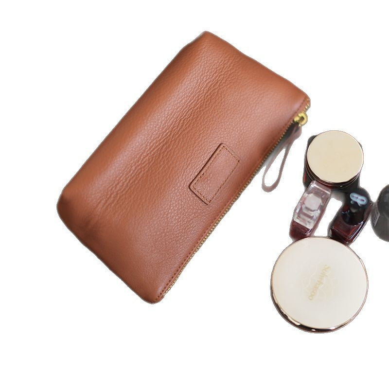 Textured Leather Zip Cosmetic Pouch Bowlift
