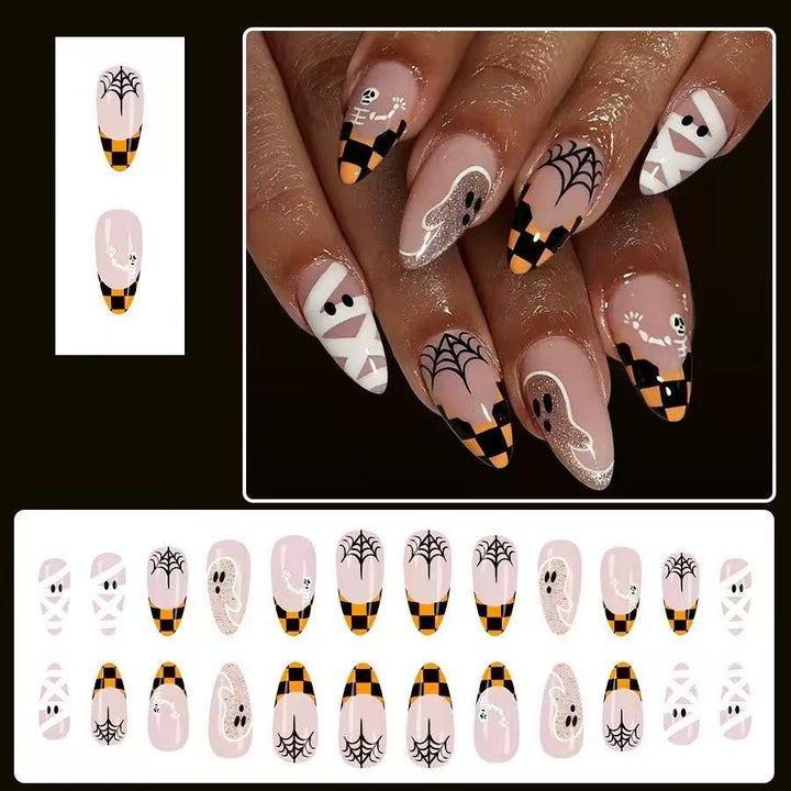 Halloween artificial nail set with spooky 3D designs and detailed embellishments Bowlift