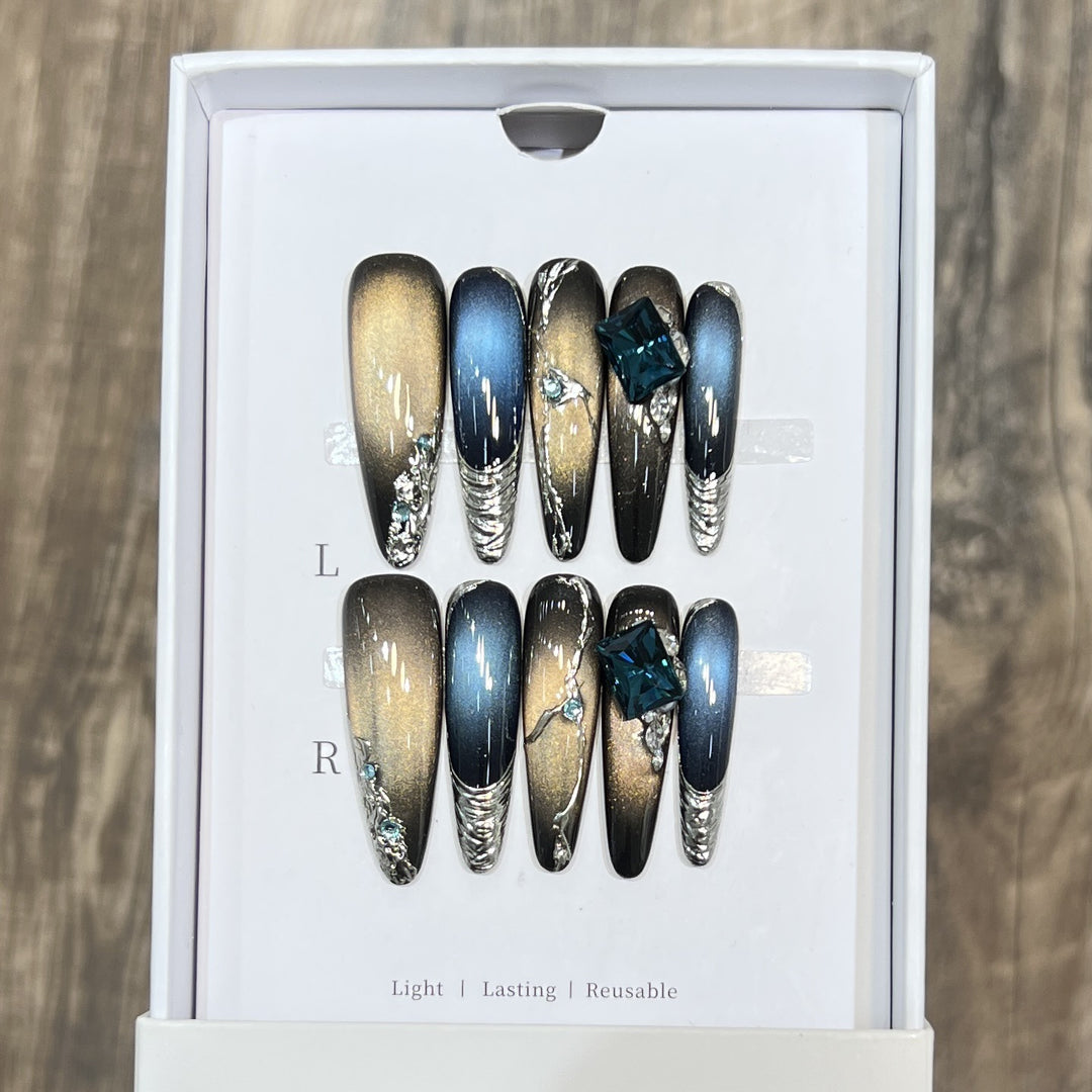 Stiletto Nail Art Set with Galactic Design Bowlift