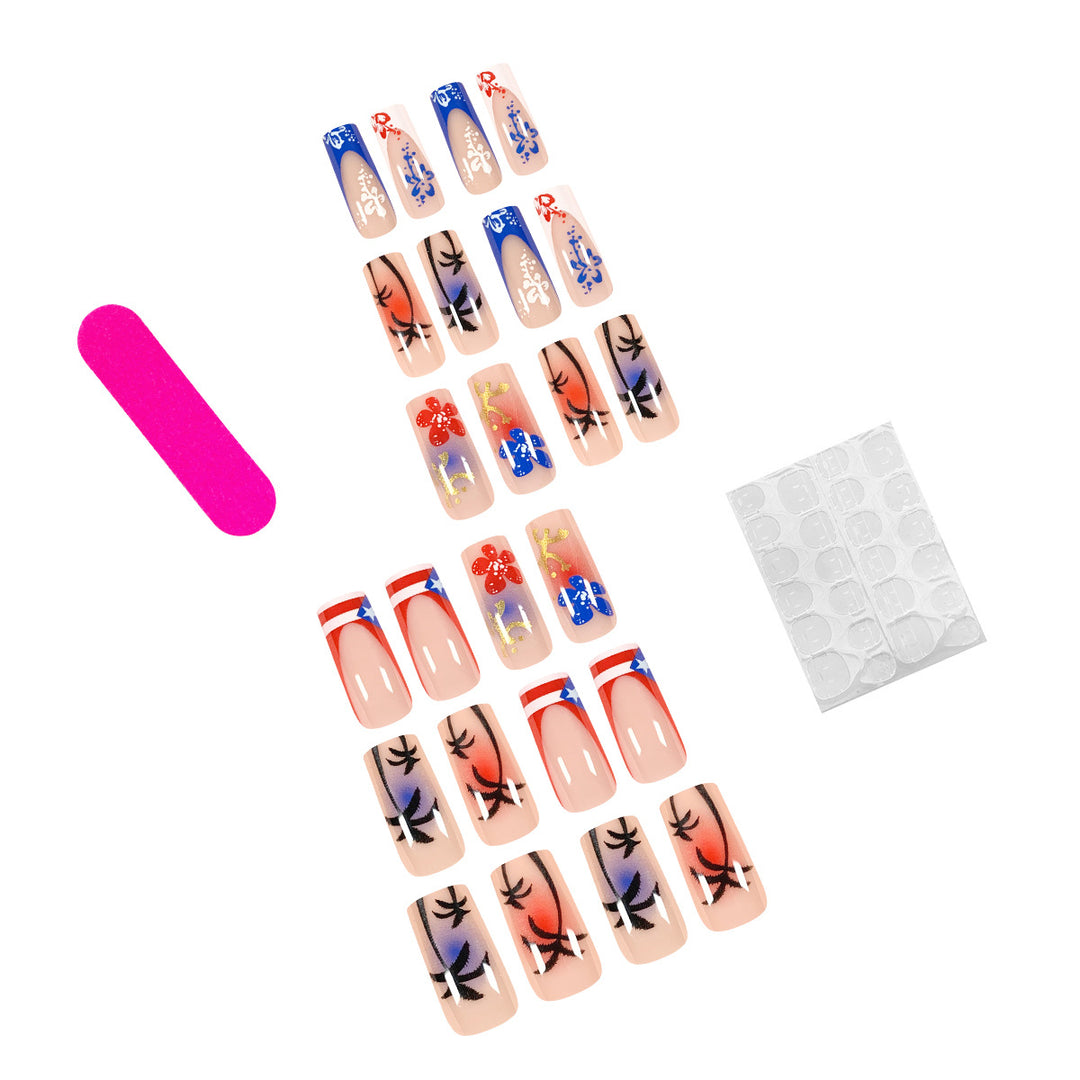 Artistic acrylic nails with floral and tropical design Bowlift