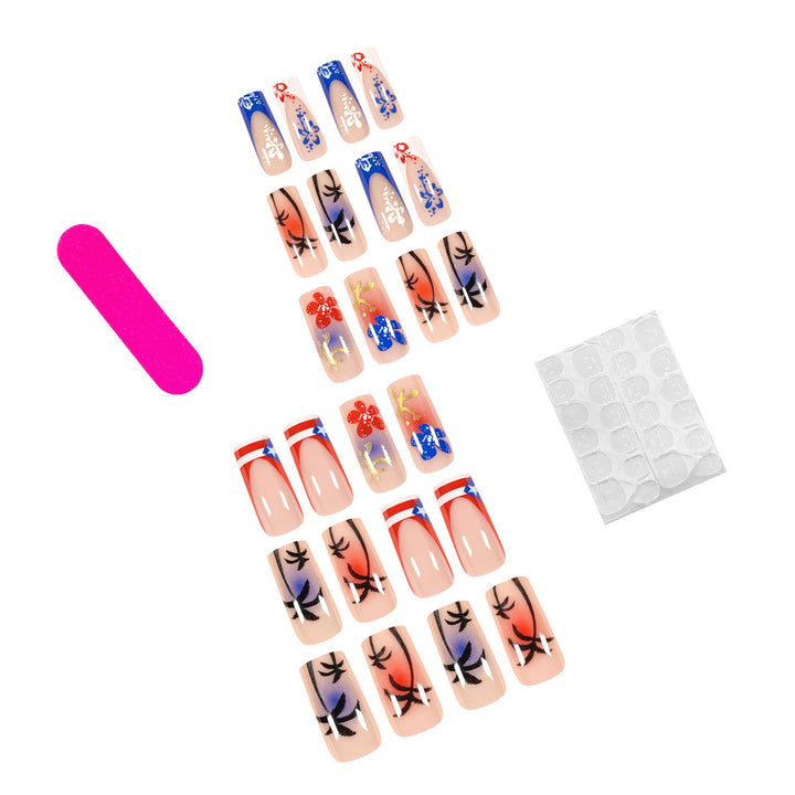 Artistic acrylic nails with floral and tropical design Bowlift