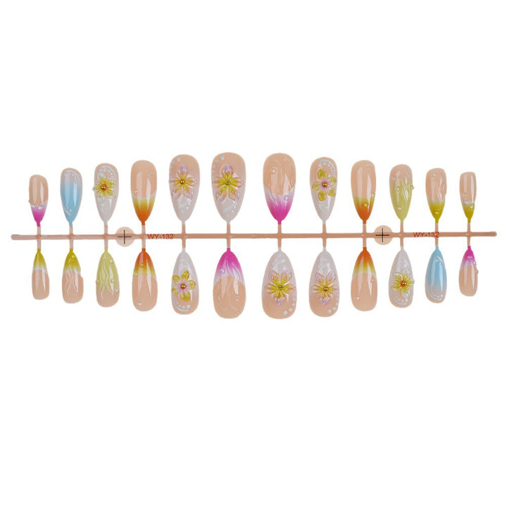 Vibrant Floral Press-On Nail Art Set Bowlift