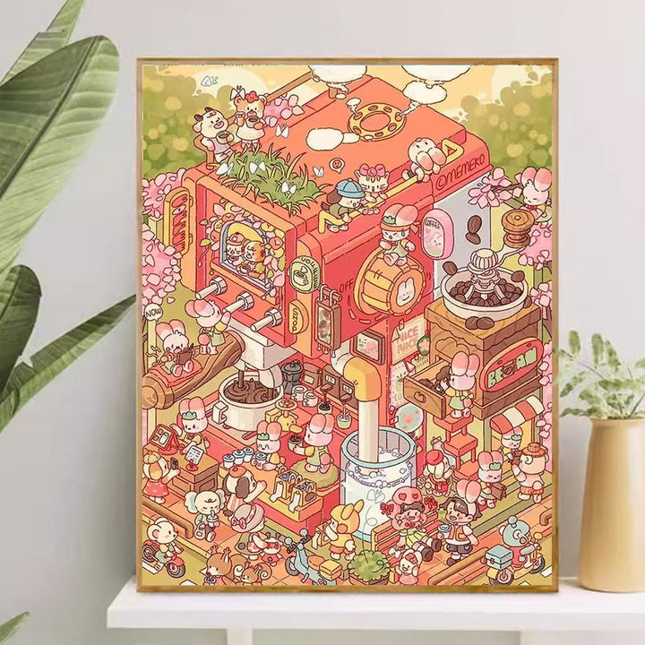 Playful Cartoon-Themed Art Canvas Bowlift
