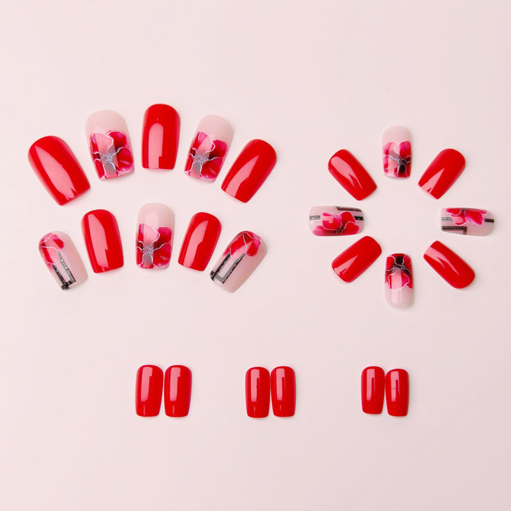 Floral Acrylic Nail Art Bowlift