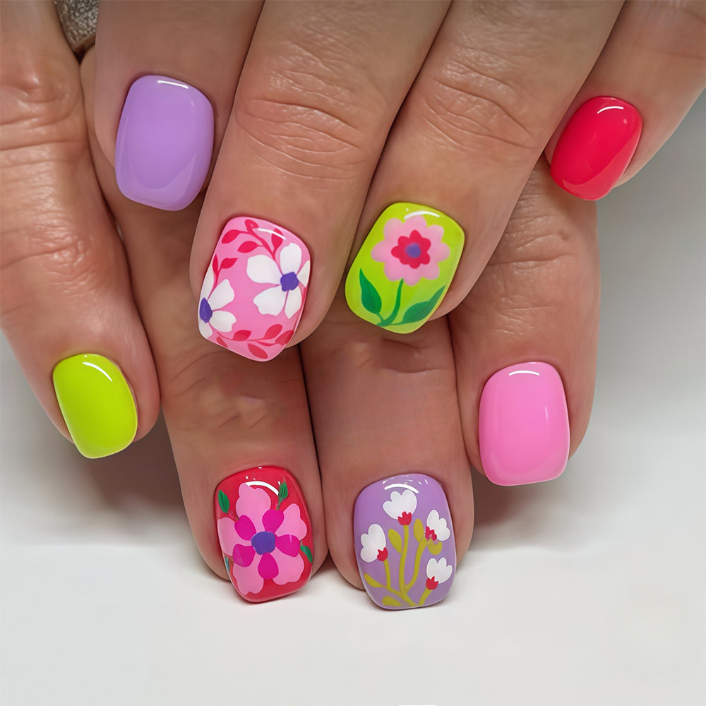 Colorful Floral Nail Art Tips Bowlift