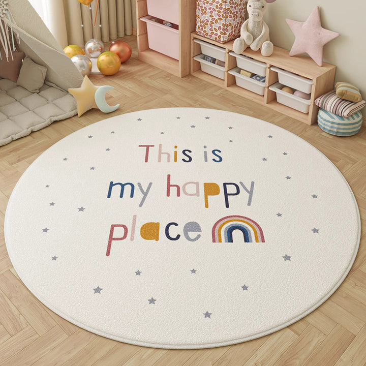 Round Alphabet Playroom Rug Soft Non-Slip Educational Floor Mat Bowlift