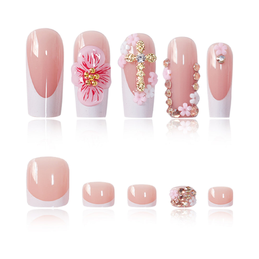 Floral Accent Press-On Nail Art Set Bowlift