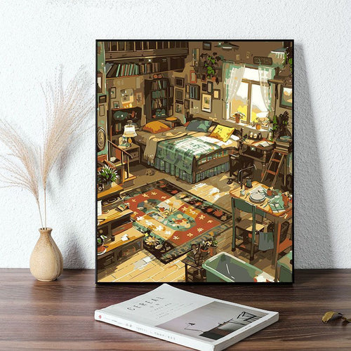 Cozy Bedroom Scene Canvas Art Print Bowlift