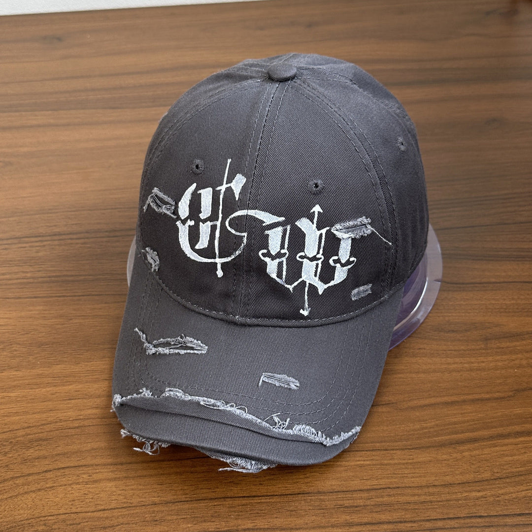 Men's Distressed Graphic Embroidered Cap Bowlift