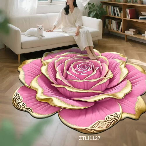 Floral Rose-Shaped Area Rug