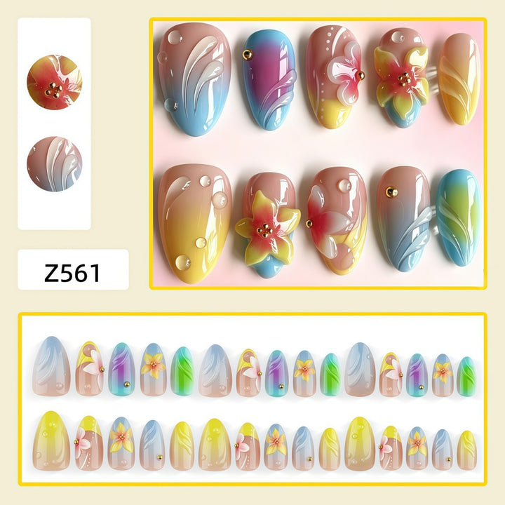 Artificial nails with floral 3D accents Bowlift