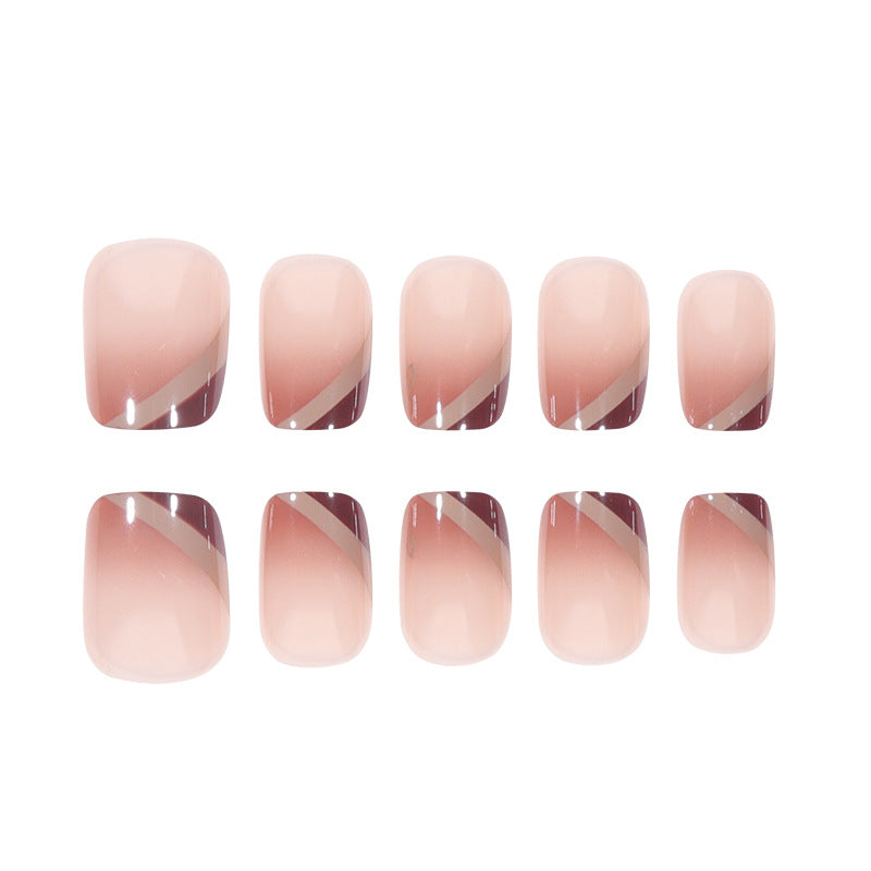 Elegant French Tip Gel Press-On Nails Bowlift