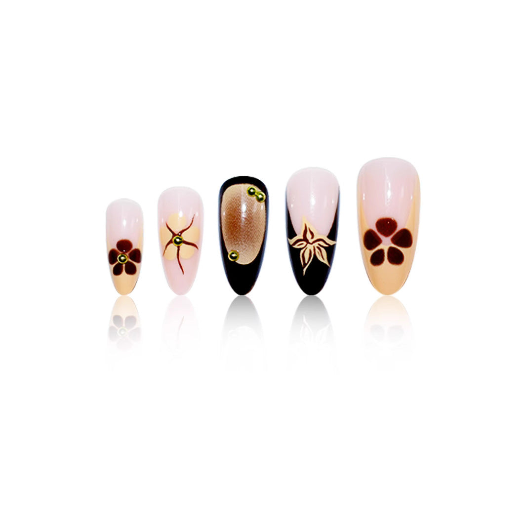Elegant Artistic Almond-Shaped Nail Extensions Bowlift