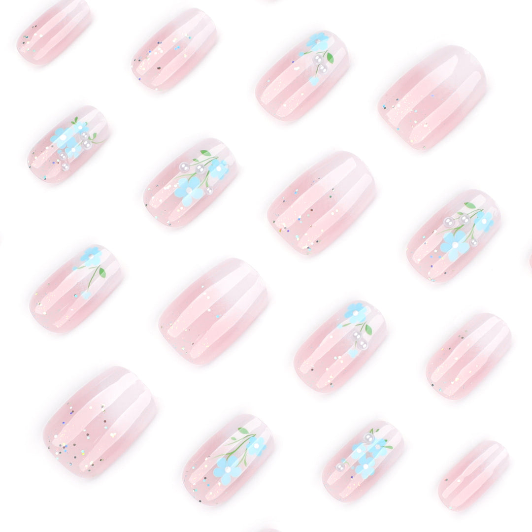 Artful nail extensions with floral design Bowlift