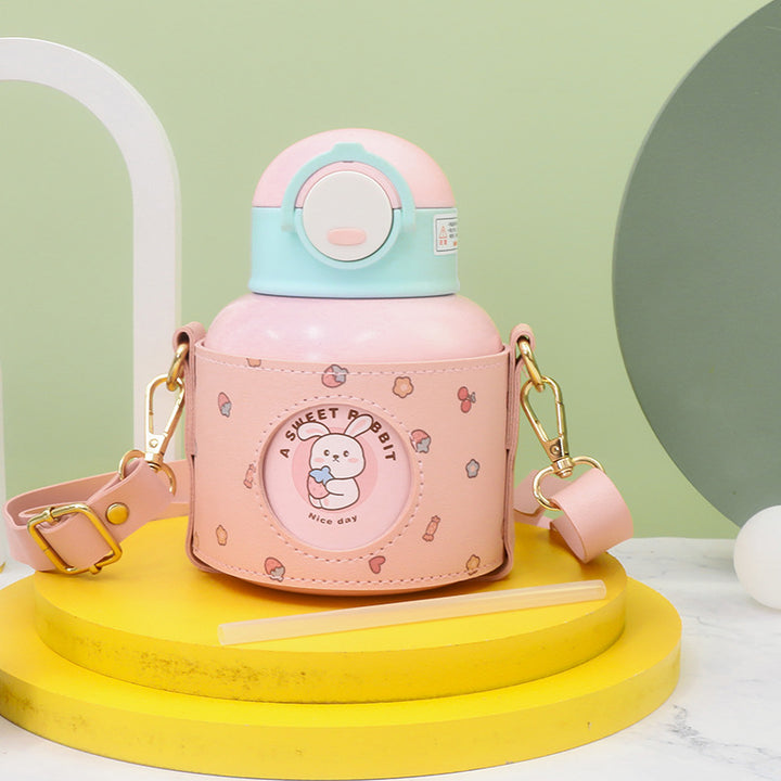 Insulated water bottle with wireless carrying system and cute design Bowlift