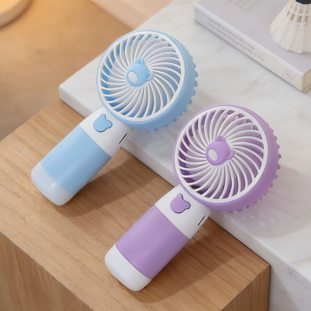 Women's Portable Hand Fan with Cute Bear Design Bowlift