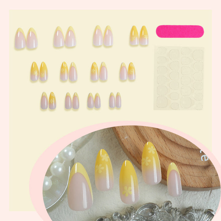 Vibrant Floral Decorative Press-On Nail Set Bowlift